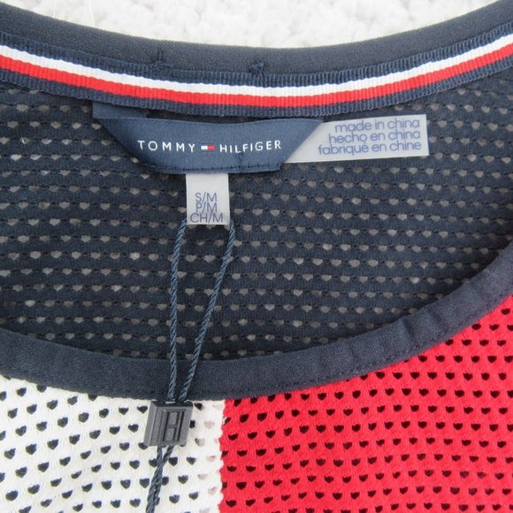 Tommy Hilfiger Swim Dress Cover Up Mesh Navy Blue Red White Size L/XL NEW $78 - Picture 8 of 10